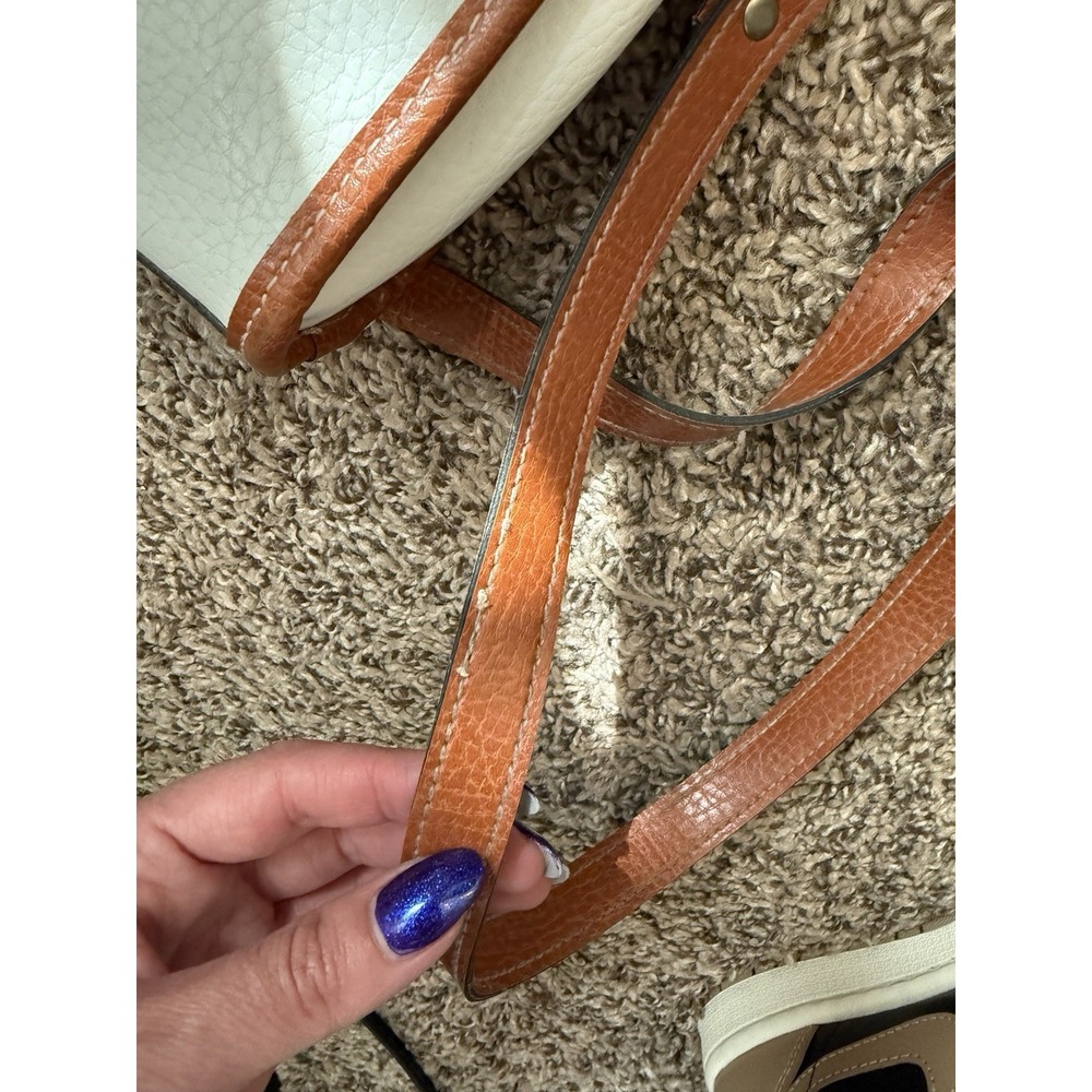 Vintage 90's Esprit Cross Body Purse‎ - White Pebble Texture with Brown Trim - Picture 7 of 7